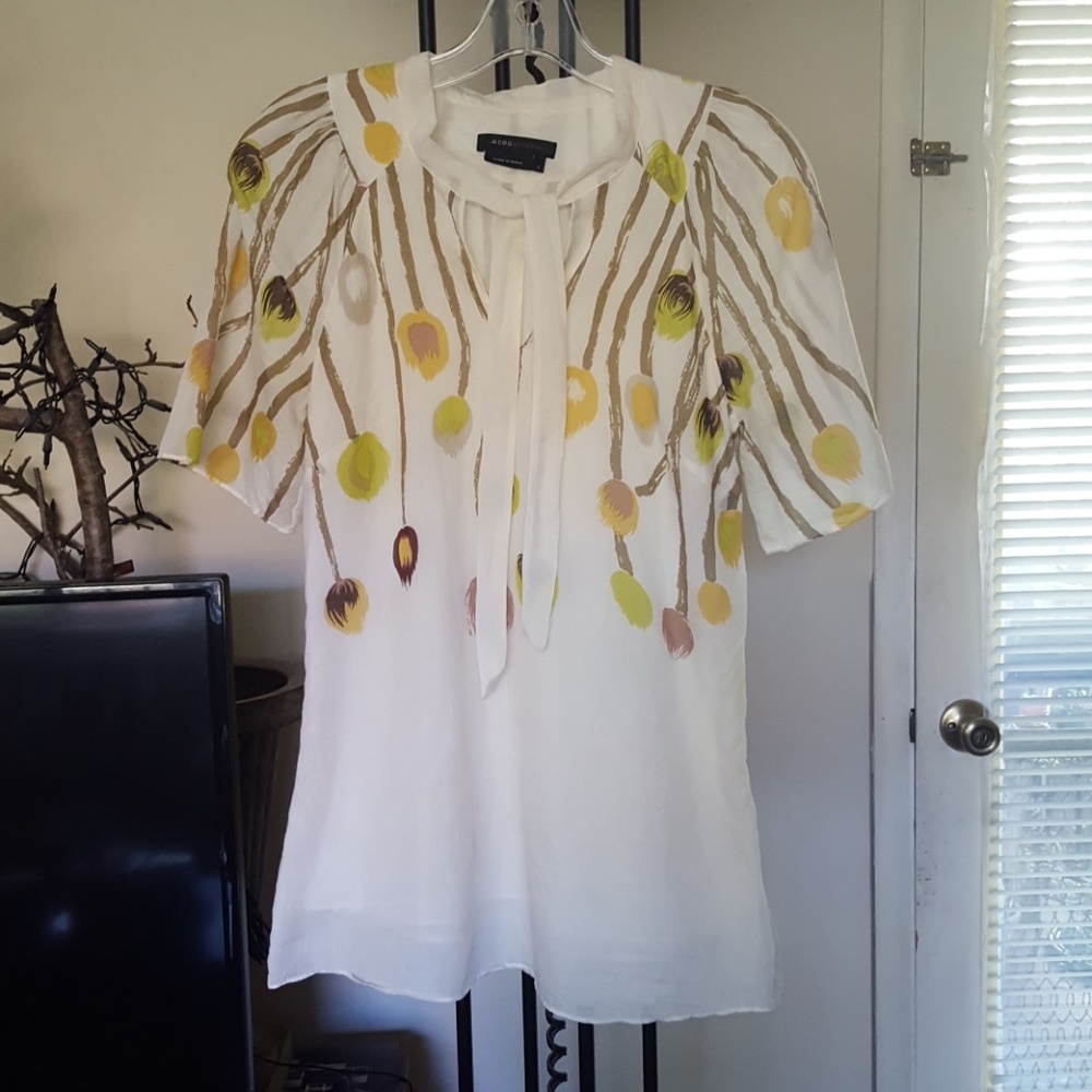BCBG floral tie front top